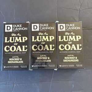 Lot of 3 Duke Cannon Big Ass Lump of Coal 10oz Activated Charcoal Bar Soap